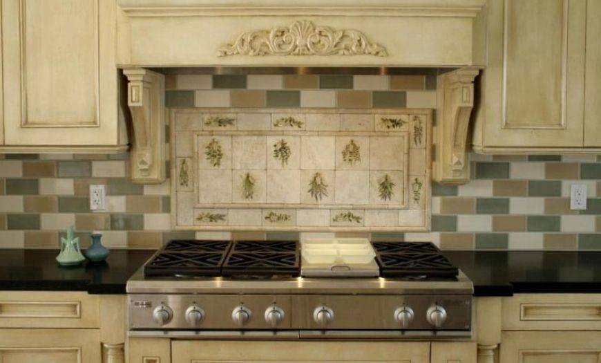 Красивая плитка с геометрическими узорами для кухонного фартука