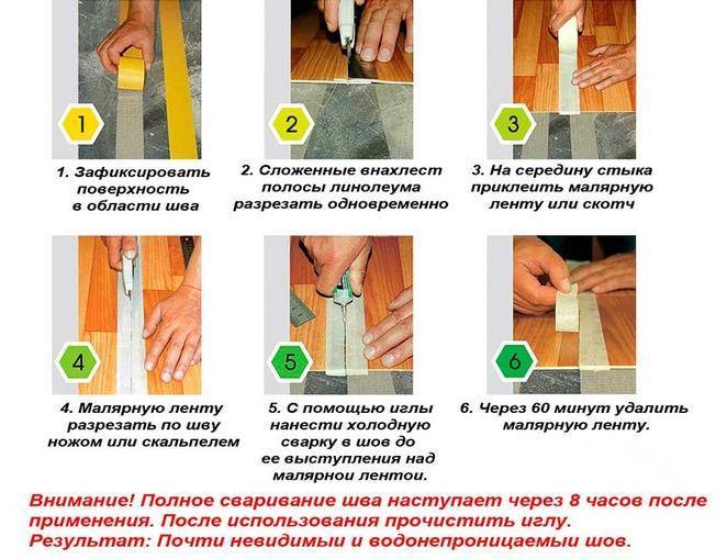 Как стелить линолеум своими руками: раскрой полотен, способы укладки (видео)